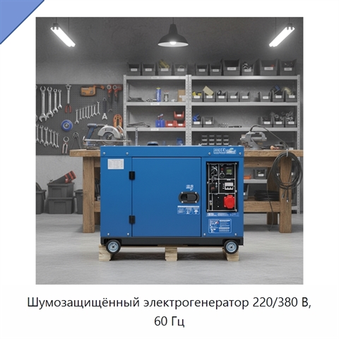 Шумозащищённый электрогенератор 220/380 В, 60 Гц