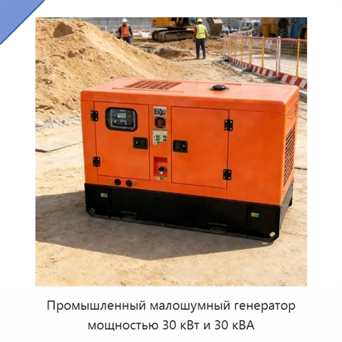 Промышленный малошумный генератор мощностью 30 кВт и 30 кВА