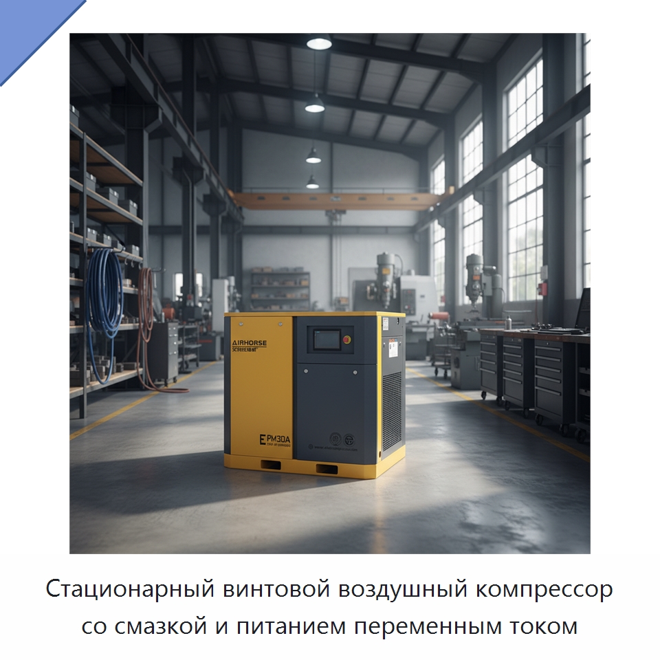 Стационарный винтовой воздушный компрессор со смазкой и питанием переменным током — Промышленные компрессоры