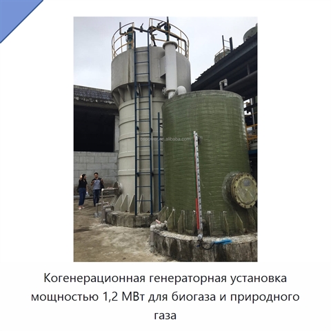 Когенерационная генераторная установка мощностью 1,2 МВт для биогаза и природного газа