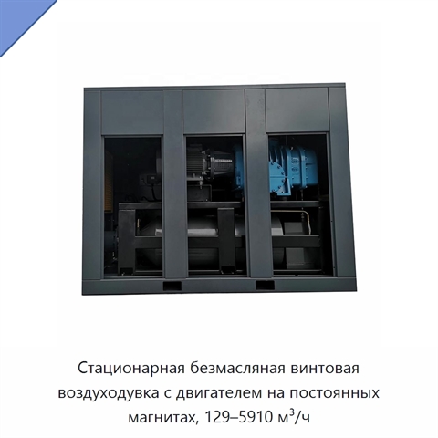 Стационарная безмасляная винтовая воздуходувка с двигателем на постоянных магнитах, 129–5910 м³/ч