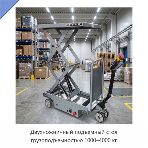 Двухножничный подъемный стол грузоподъемностью 1000–4000 кг