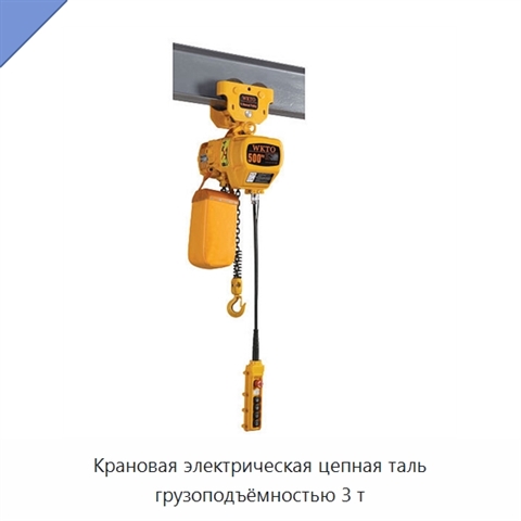 Крановая электрическая цепная таль грузоподъёмностью 3 т