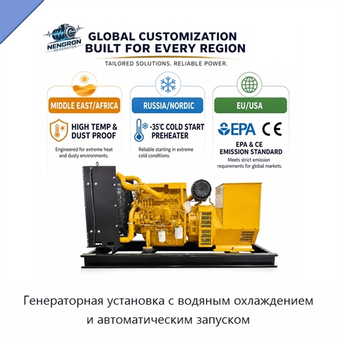 Генераторная установка с водяным охлаждением и автоматическим запуском