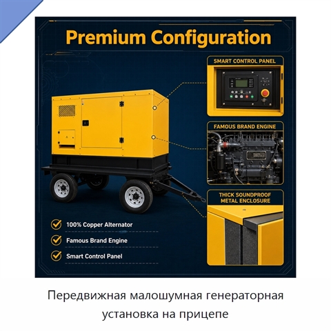 Передвижная малошумная генераторная установка на прицепе