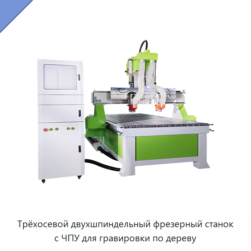 Трёхосевой двухшпиндельный фрезерный станок с ЧПУ для гравировки по дереву — Фрезерные станки по дереву