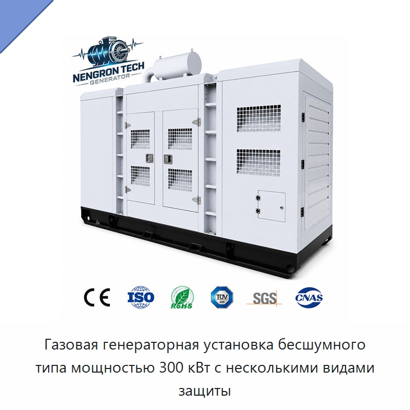 Газовая генераторная установка бесшумного типа мощностью 300 кВт с несколькими видами защиты — Газотурбинные генераторы