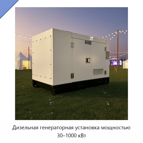 Дизельная генераторная установка мощностью 30–1000 кВт