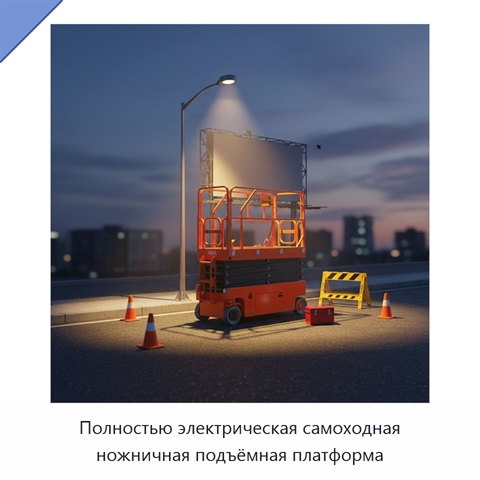 Полностью электрическая самоходная ножничная подъёмная платформа