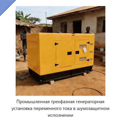 Промышленная трехфазная генераторная установка переменного тока в шумозащитном исполнении