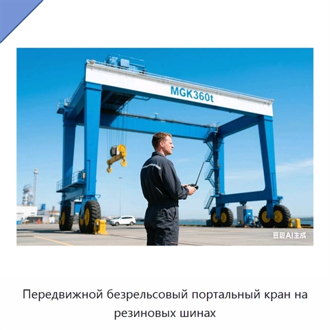 Передвижной безрельсовый портальный кран на резиновых шинах