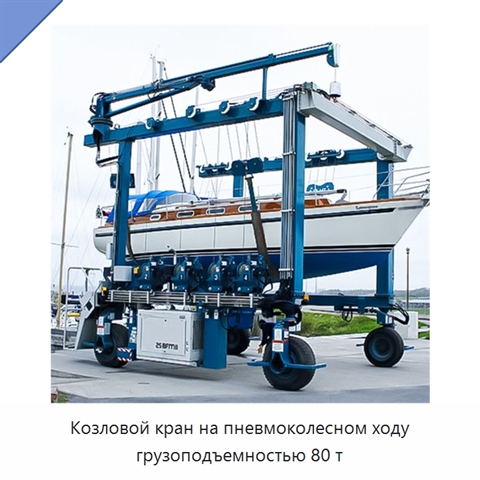 Козловой кран на пневмоколесном ходу грузоподъемностью 80 т