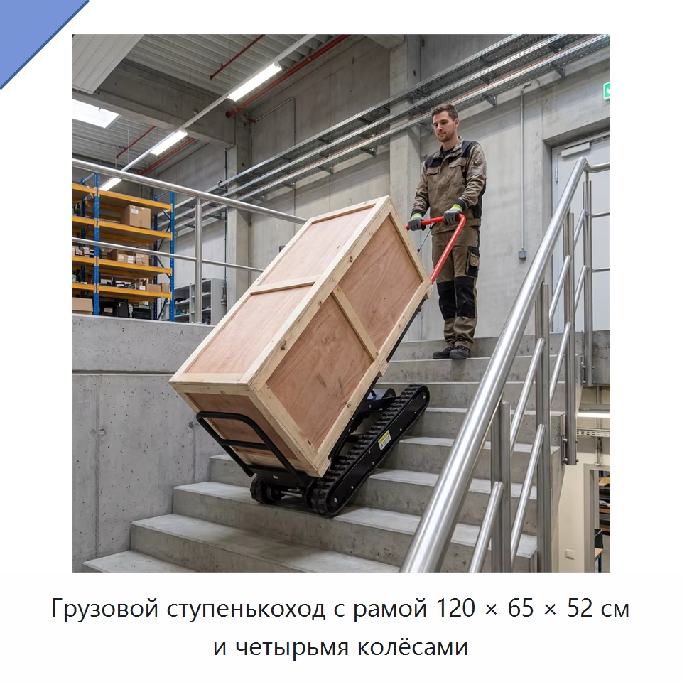 Грузовой ступенькоход с рамой 120 × 65 × 52 см и четырьмя колёсами — Ручные грузовые тележки