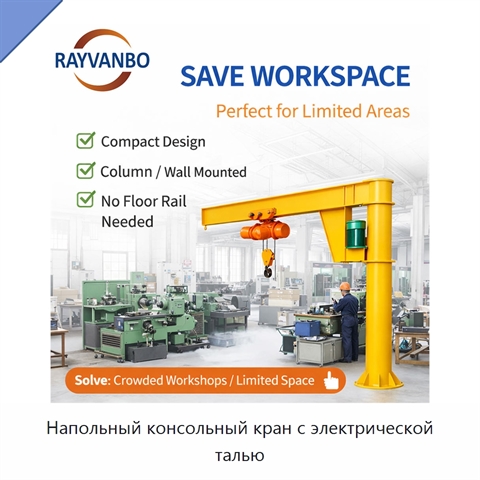 Напольный консольный кран с электрической талью