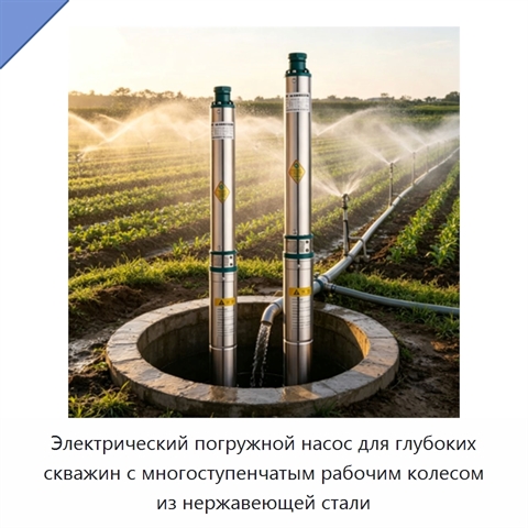 Электрический погружной насос для глубоких скважин с многоступенчатым рабочим колесом из нержавеющей стали