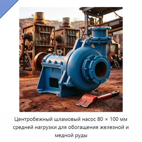 Центробежный шламовый насос 80 × 100 мм средней нагрузки для обогащения железной и медной руды