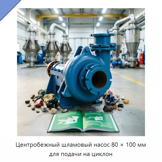 Центробежный шламовый насос 80 × 100 мм для подачи на циклон — Насосы