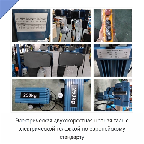 Электрическая двухскоростная цепная таль с электрической тележкой по европейскому стандарту