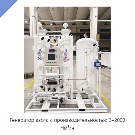 Генератор азота с производительностью 3–2000 Нм³/ч
