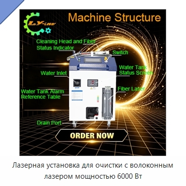 Лазерная установка для очистки с волоконным лазером мощностью 6000 Вт
