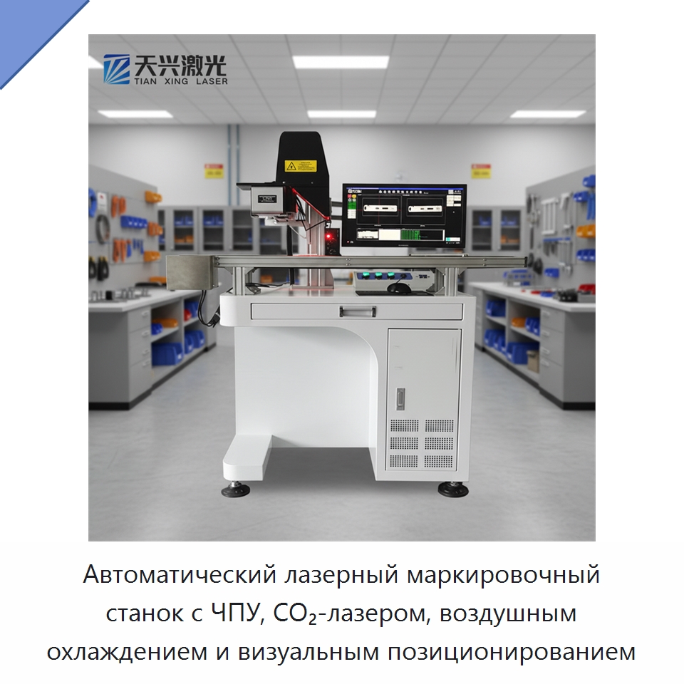 Автоматический лазерный маркировочный станок с ЧПУ, CO₂-лазером, воздушным охлаждением и визуальным позиционированием — Лазерные маркировочные станки