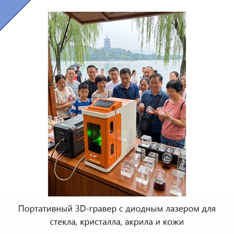 Портативный 3D-гравер с диодным лазером для стекла, кристалла, акрила и кожи