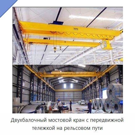 Двухбалочный мостовой кран с передвижной тележкой на рельсовом пути