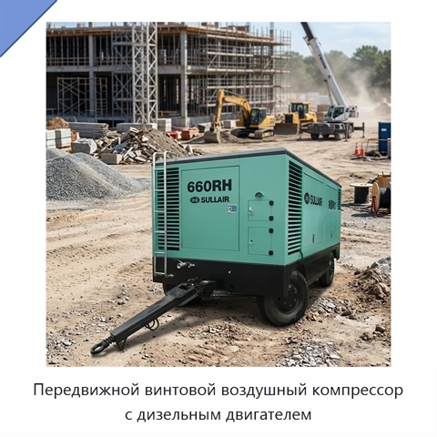 Передвижной винтовой воздушный компрессор с дизельным двигателем
