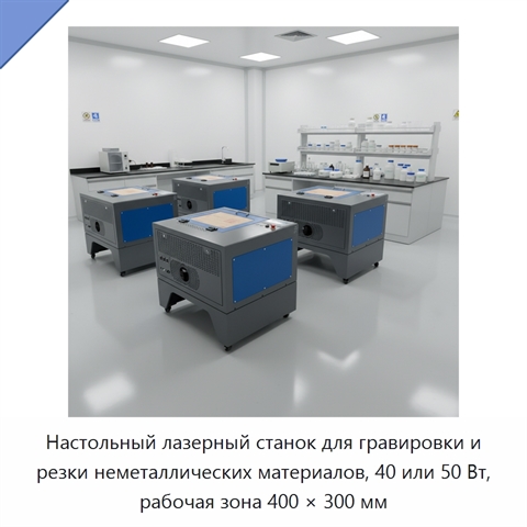 Настольный лазерный станок для гравировки и резки неметаллических материалов, 40 или 50 Вт, рабочая зона 400 × 300 мм