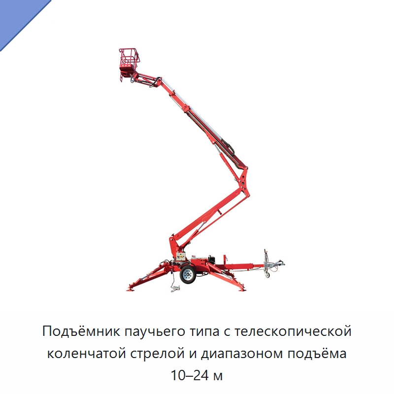 Подъёмник паучьего типа с телескопической коленчатой стрелой и диапазоном подъёма 10–24 м — Подъемные столы