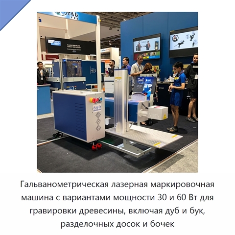 Гальванометрическая лазерная маркировочная машина с вариантами мощности 30 и 60 Вт для гравировки древесины, включая дуб и бук, разделочных досок и бочек