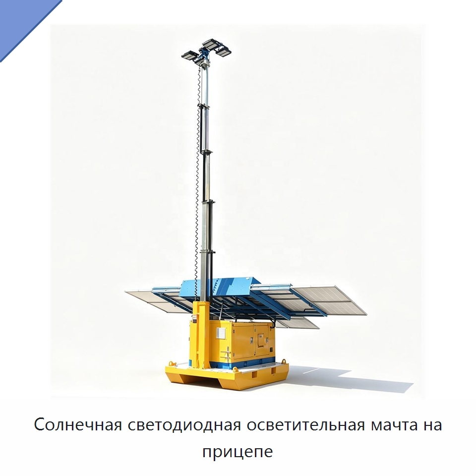 Солнечная светодиодная осветительная мачта на прицепе — Осветительные мачты