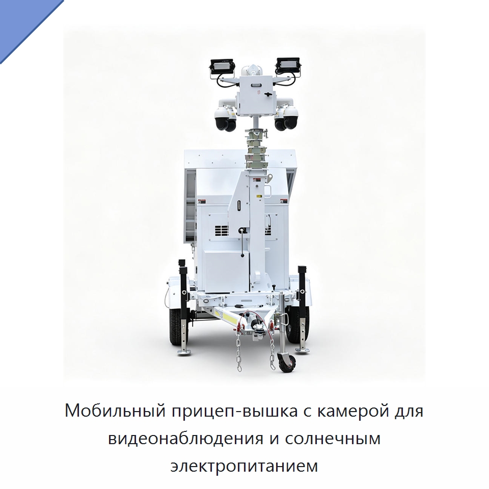 Мобильный прицеп-вышка с камерой для видеонаблюдения и солнечным электропитанием — Камеры видеонаблюдения на солнечных батареях