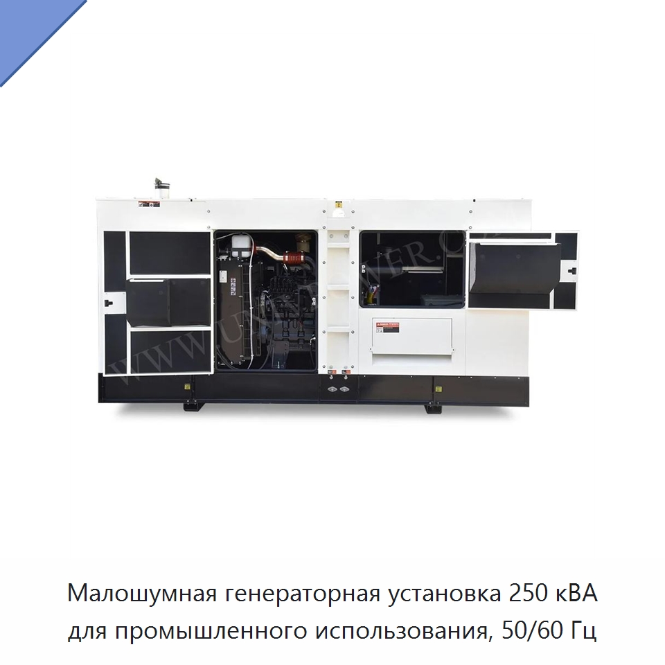 Малошумная генераторная установка 250 кВА для промышленного использования, 50/60 Гц — Дизельные генераторы
