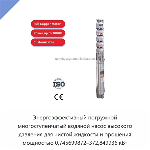 Энергоэффективный погружной многоступенчатый водяной насос высокого давления для чистой жидкости и орошения мощностью 0,745699872–372,849936 кВт