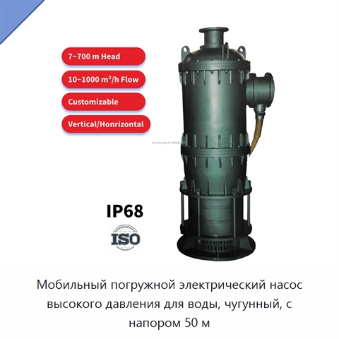 Мобильный погружной электрический насос высокого давления для воды, чугунный, с напором 50 м