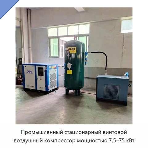 Промышленный стационарный винтовой воздушный компрессор мощностью 7,5–75 кВт