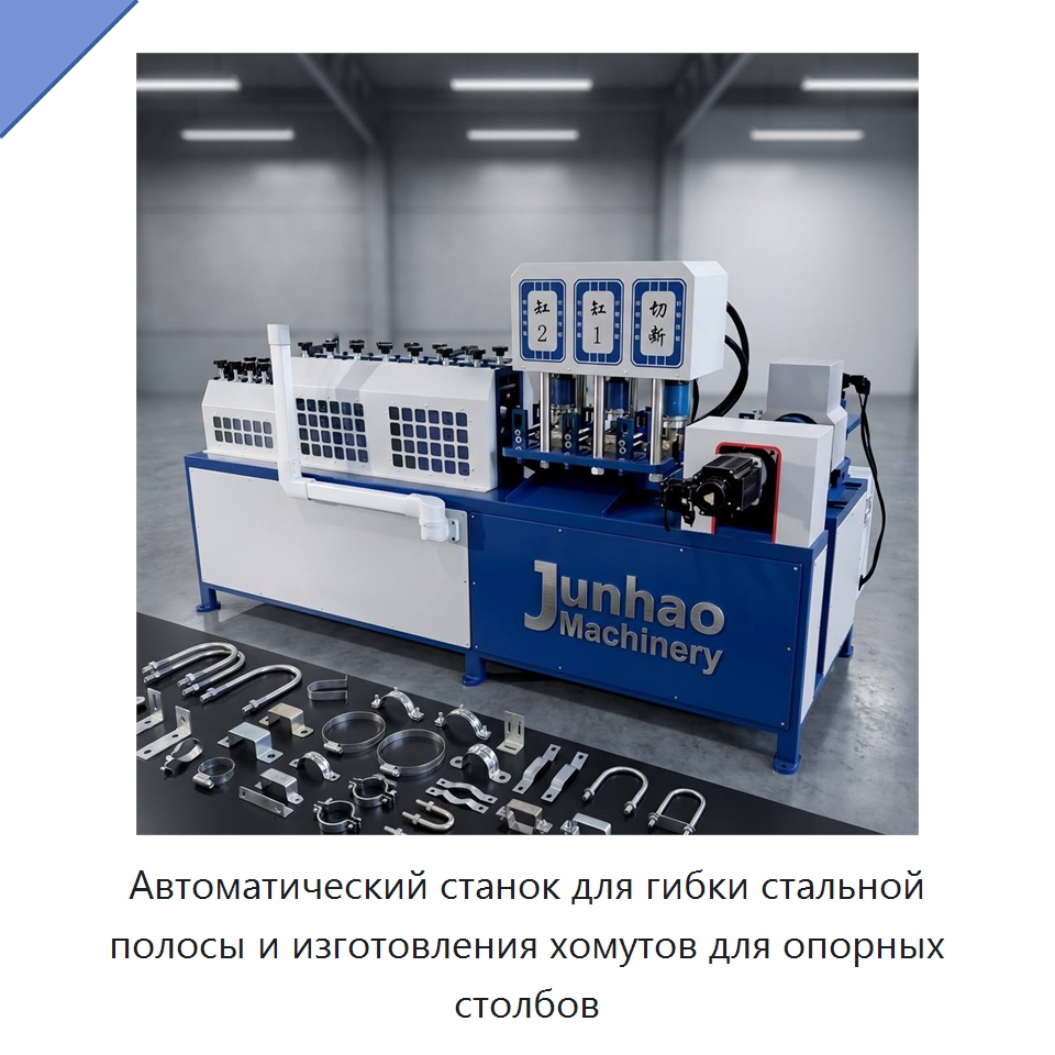 Автоматический станок для гибки стальной полосы и изготовления хомутов для опорных столбов — Специальное оборудование для металлообработки и металлургии