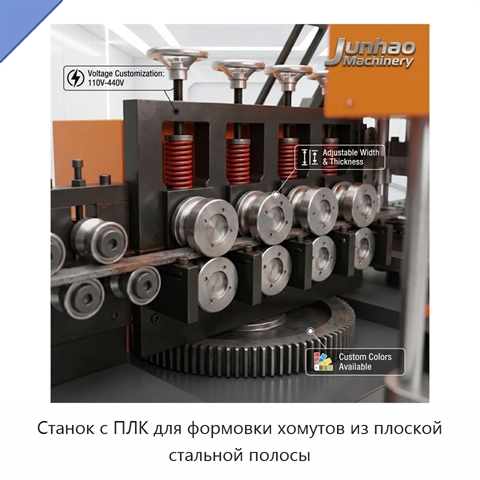 Станок с ПЛК для формовки хомутов из плоской стальной полосы