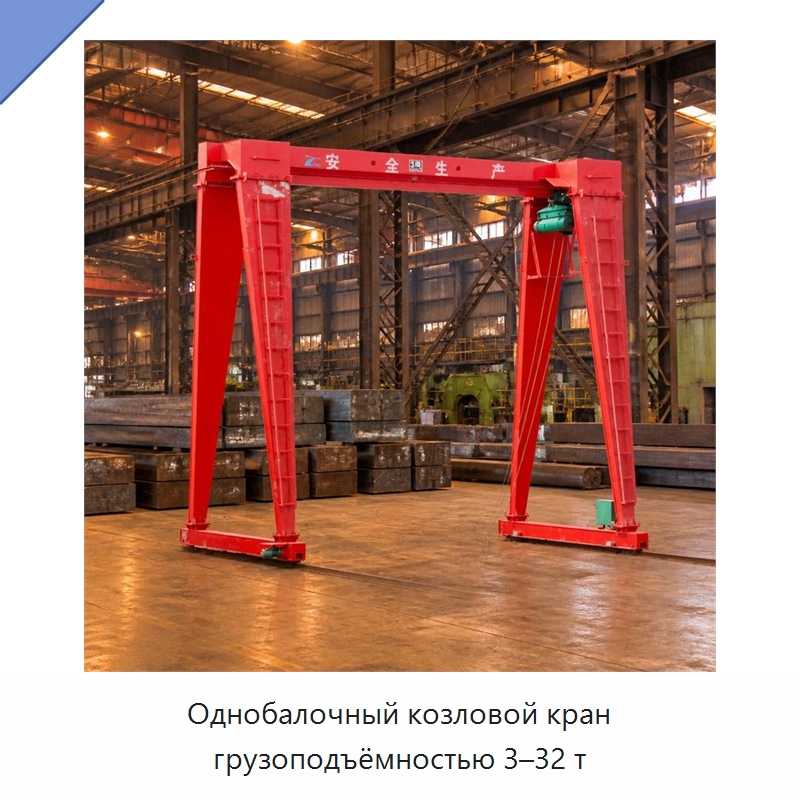 Однобалочный козловой кран грузоподъёмностью 3–32 т — Краны