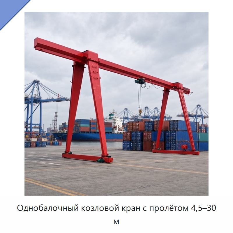 Однобалочный козловой кран с пролётом 4,5–30 м — Краны