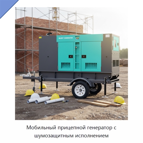 Мобильный прицепной генератор с шумозащитным исполнением