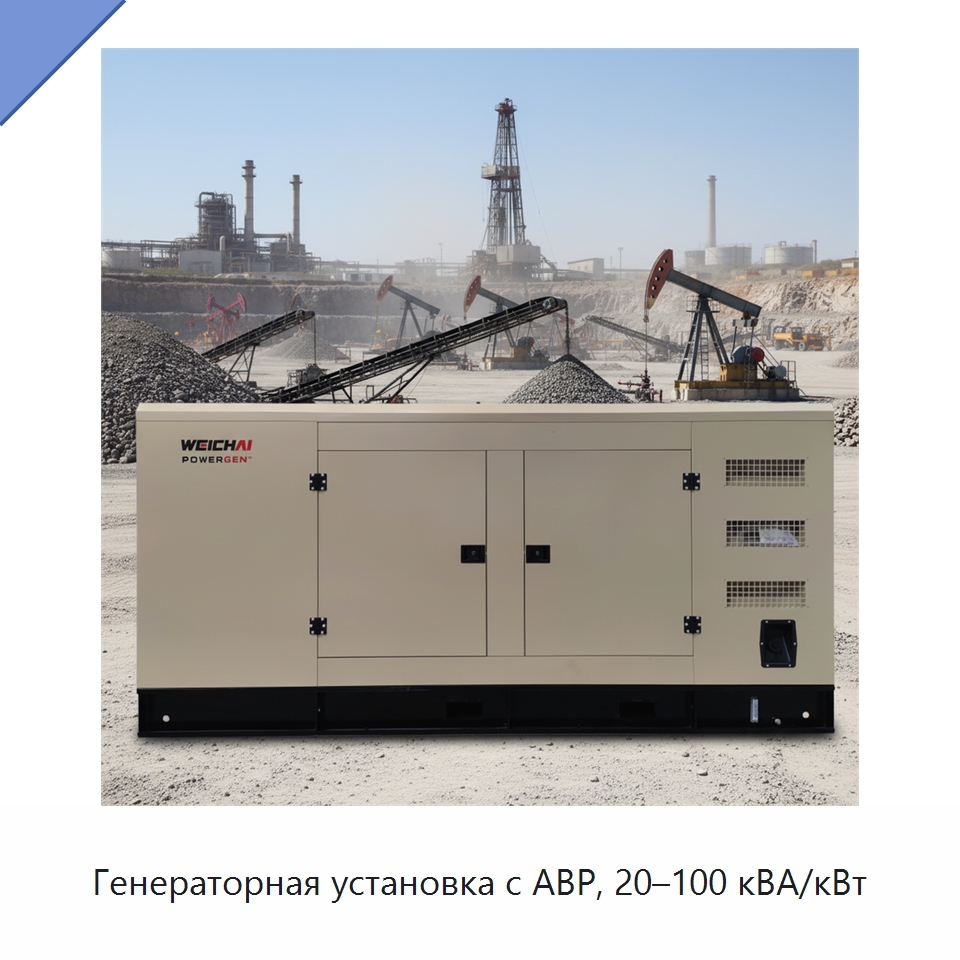 Генераторная установка с АВР, 20–100 кВА/кВт — Дизельные генераторы