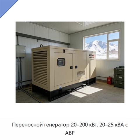 Переносной генератор 20–200 кВт, 20–25 кВА с АВР