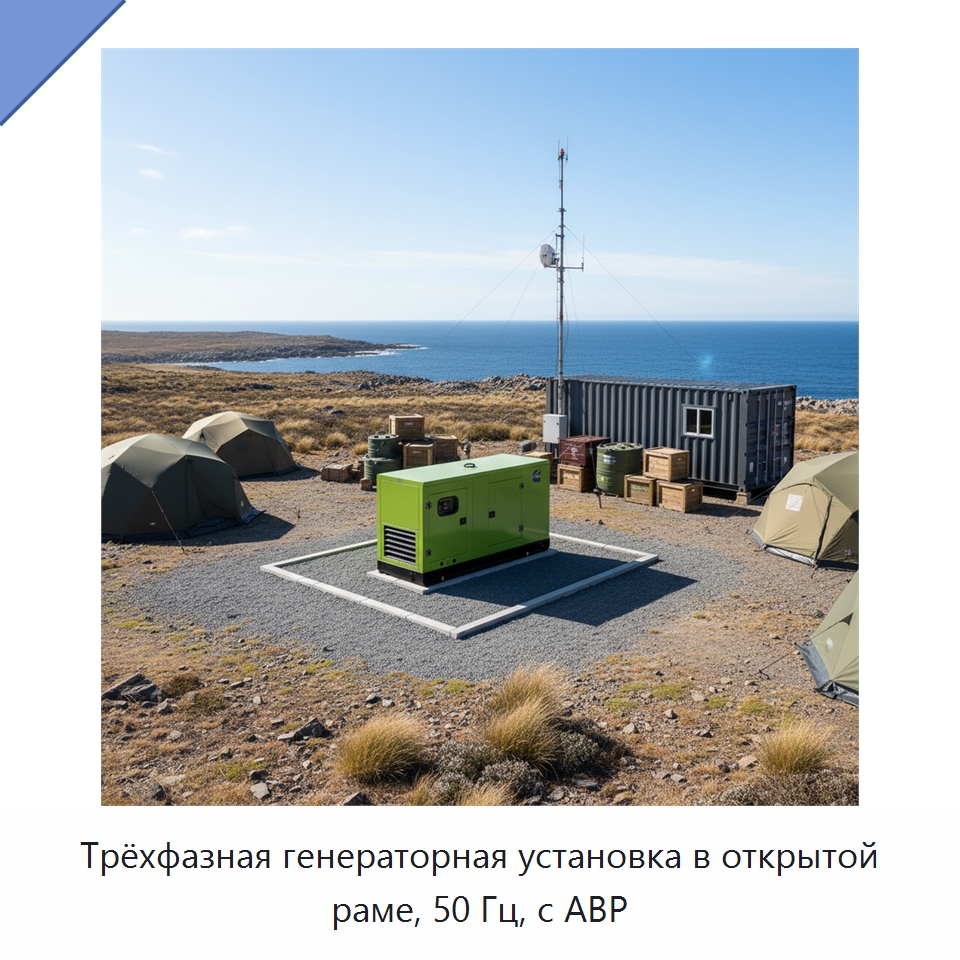 Трёхфазная генераторная установка в открытой раме, 50 Гц, с АВР — Дизельные генераторы