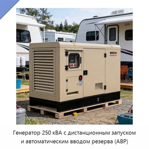 Генератор 250 кВА с дистанционным запуском и автоматическим вводом резерва (АВР)