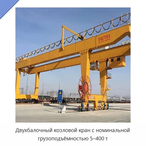 Двухбалочный козловой кран с номинальной грузоподъёмностью 5–400 т