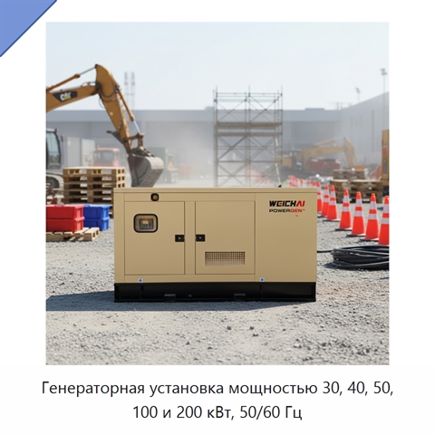Генераторная установка мощностью 30, 40, 50, 100 и 200 кВт, 50/60 Гц