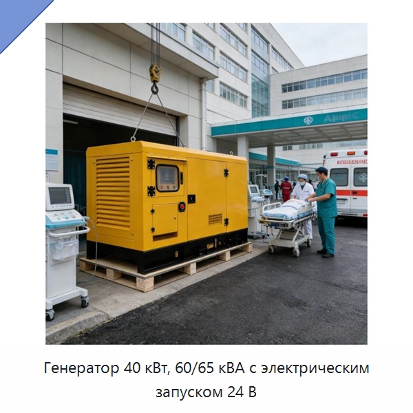 Генератор 40 кВт, 60/65 кВА с электрическим запуском 24 В — Дизельные генераторы