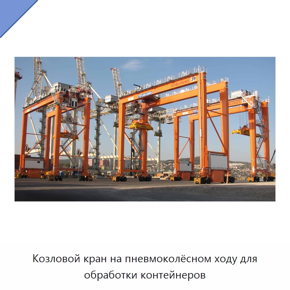 Козловой кран на пневмоколёсном ходу для обработки контейнеров — Краны